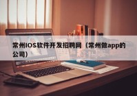 常州IOS软件开发招聘网（常州做app的公司）