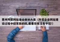 惠州外贸网站建设策划方案（外贸企业网站建设过程中经常踩的坑,看看你有没有中招!）