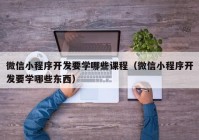 微信小程序开发要学哪些课程（微信小程序开发要学哪些东西）