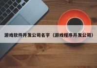 游戏软件开发公司名字（游戏程序开发公司）